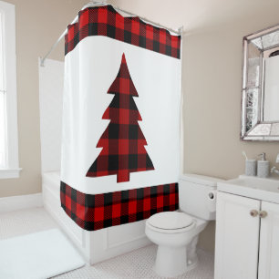 Rideaux De Douche Buffalo Plaid Holiday Christmas Tree Pays