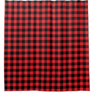 Rideaux De Douche Buffalo Plaid Red Black Check