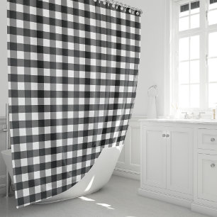 Rideaux De Douche Buffle Rustique Noir Et Blanc Plaid À damiers