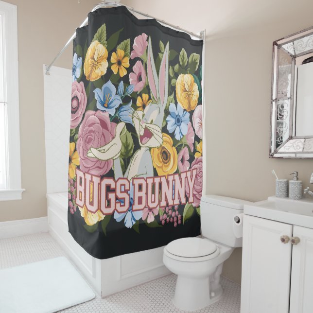 Rideaux De Douche BUGS BUNNY™ Broderie Florale Graphique (En situation)