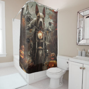 Rideaux De Douche Bull Terrier à moto Halloween effrayant