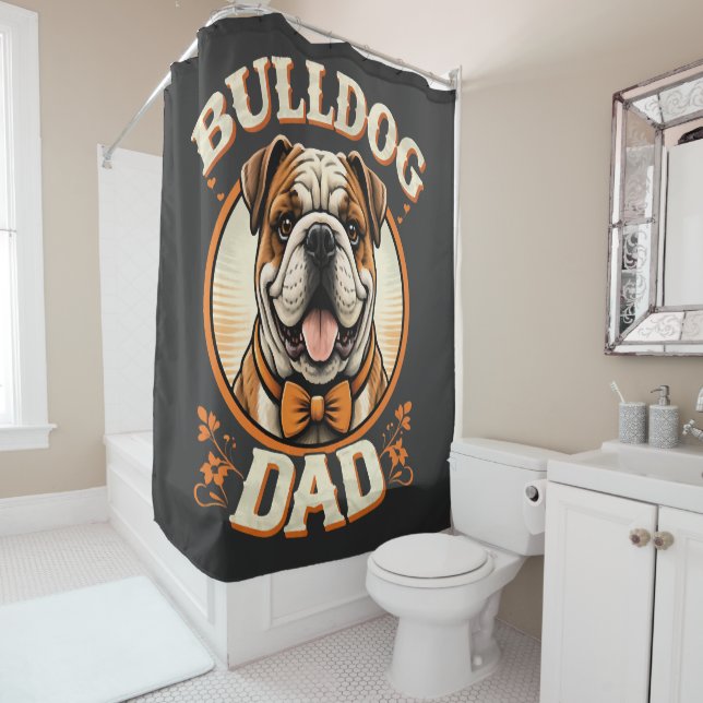 Rideaux De Douche Bulldog Dad – Cute Vintage Bulldog Father’s Day (En situation)