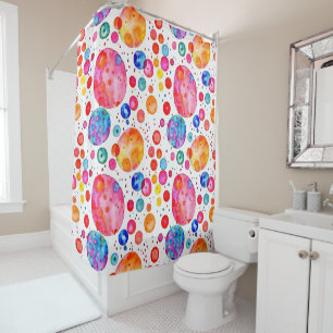 Rideaux De Douche Bulles Abstraites colorées Aquarelle