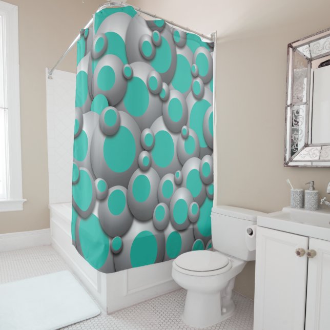 Rideaux De Douche Bulles bouillonnantes Turquoise (En situation)