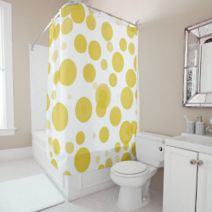 Rideaux De Douche Bulles de fête modernes jaunes et blanches à pois