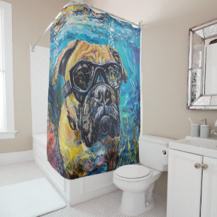 Rideaux De Douche Bullmastiff Chien plongée sous-marine plongée