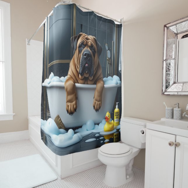 Rideaux De Douche Bullmastiff Sloppy Sleepy mignon drôle (En situation)