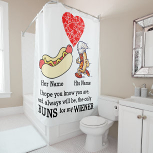 Rideaux De Douche Bungalows Couple modernes et amoureux de vin perso