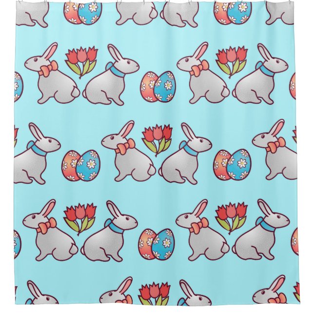 Rideaux De Douche Bunny seamless pattern with easter eggs and a bouq (Devant)
