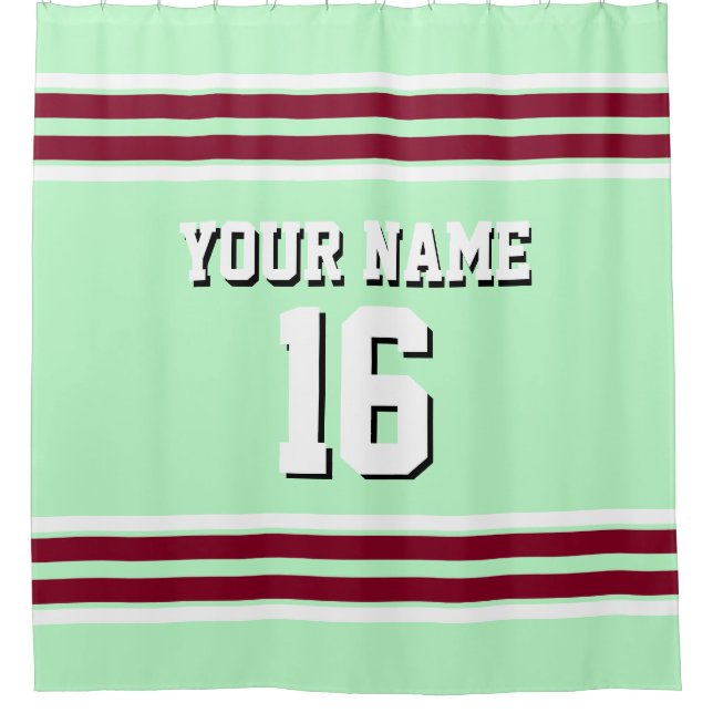 Rideaux De Douche Burgundy White Stripes Sports Jersey (Devant)