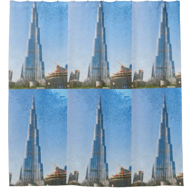 Rideaux De Douche Burj Khalifa, peinture de Dubaï (Devant)