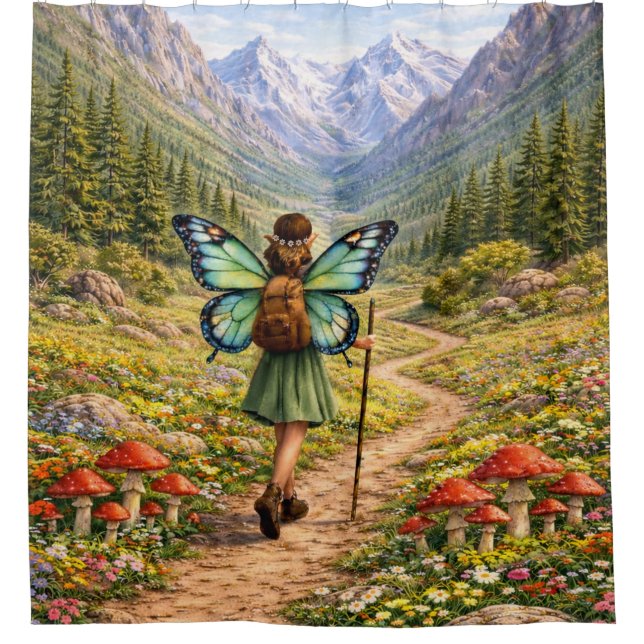 Rideaux De Douche Butterfly Fairy Mountain Hiker | Fairycore Flower (Devant)