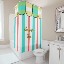 Cabane d'été Turquoise Corail Jaune Rayures