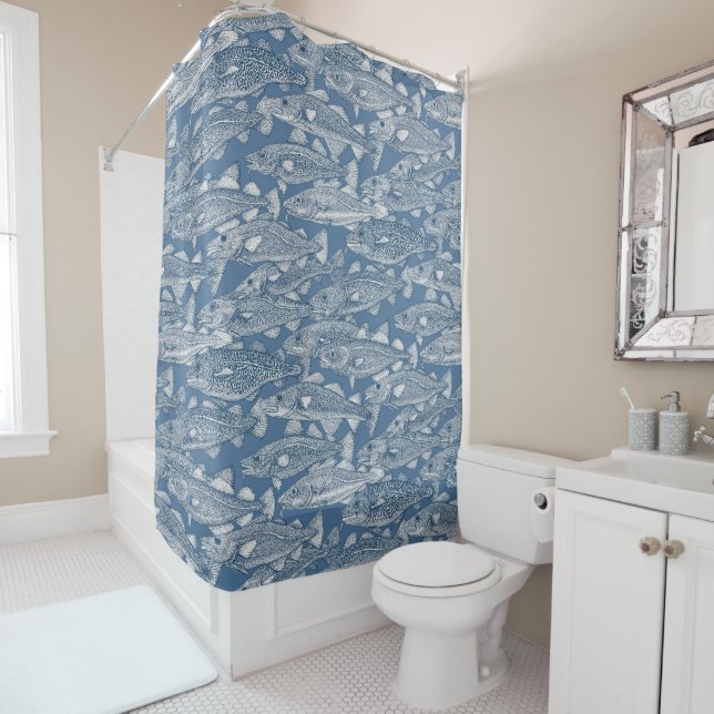 Rideaux De Douche Cabillaud de l'Atlantique cobalt denim (En situation)
