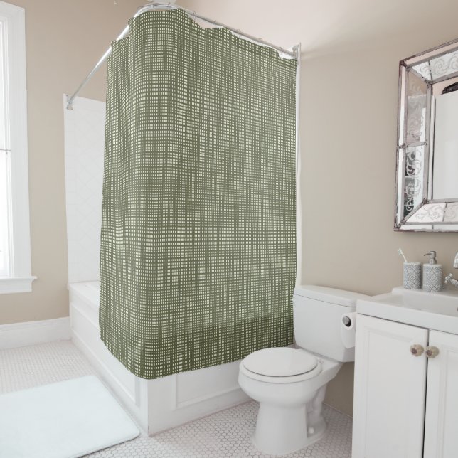 Rideaux De Douche Cabincore Gingham Vert de Noël Instable (En situation)