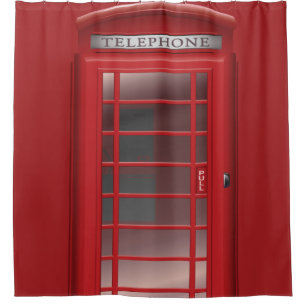Rideaux De Douche Cabine téléphonique rouge de cabine de télépho