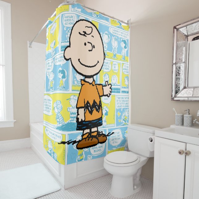 Rideaux De Douche cacahuètes | Charlie Brown Motif de bande dessinée (En situation)