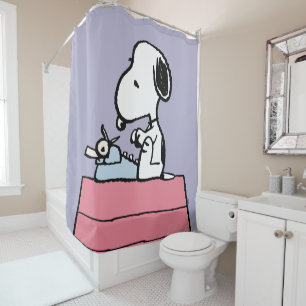 Rideaux De Douche cacahuètes   Snoopy à la machine à écrire