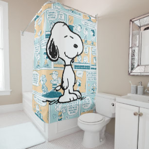Rideaux De Douche cacahuètes   Snoopy Comic Motif