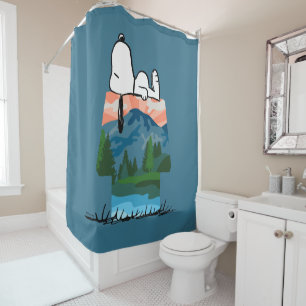 Rideaux De Douche cacahuètes   Snoopy Dog Sunset View