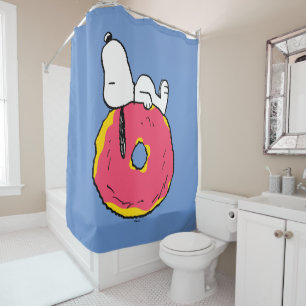 Rideaux De Douche cacahuètes   Snoopy Donut rose