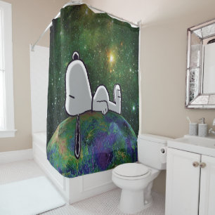 Rideaux De Douche cacahuètes   Snoopy Espacé