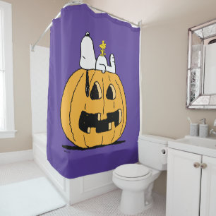 Rideaux De Douche cacahuètes Snoopy et Woodstock Jack-O-Lantern