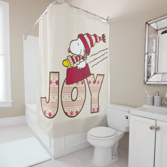 Rideaux De Douche cacahuètes | Snoopy & Woodstock Joy Sled Ride (En situation)