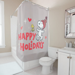 Rideaux De Douche cacahuètes Snoopy & Woodstock Joyeuses Fêtes