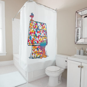 Rideaux De Douche cacahuètes Snoopy & Woodstock Rainbow Paint