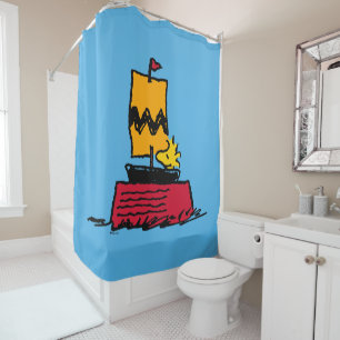 Rideaux De Douche cacahuètes Woodstock Snoopy Plat Bateau à voile