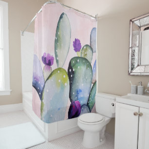 Rideaux De Douche Cactus à fleurs pourpres (Nopal)