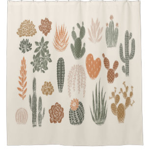 Rideaux De Douche Cactus et succulent motif sans soudure