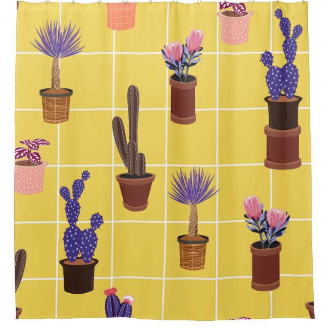 Rideaux De Douche Cactus mignon été brillant dans de nombreuses sort (Devant)