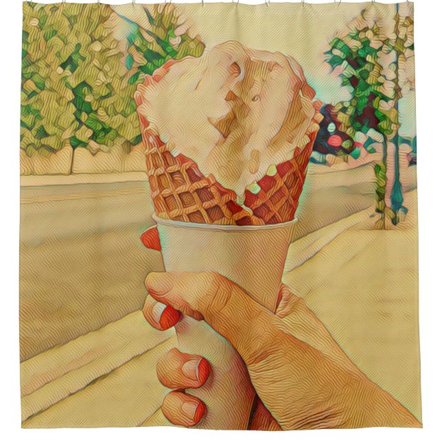Rideaux De Douche Cadeau amoureux de crème glacée (Devant)