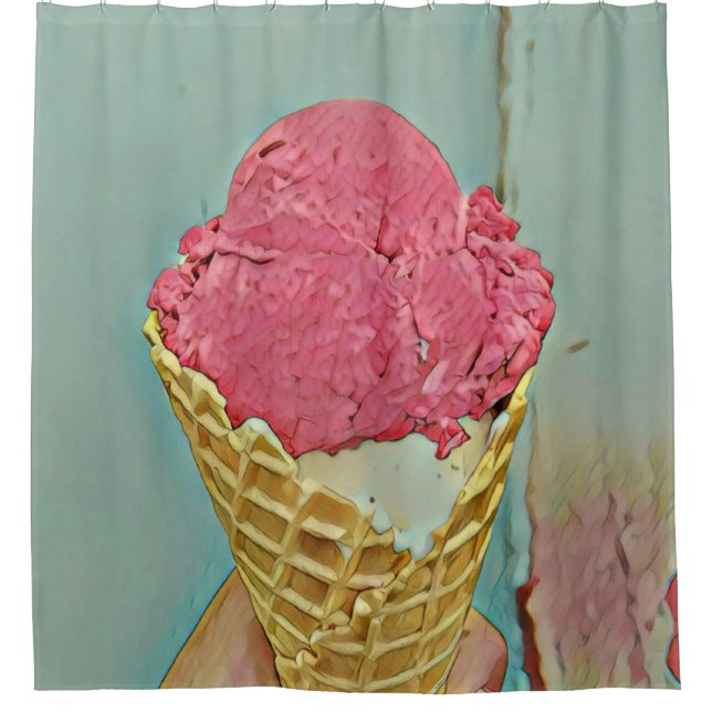 Rideaux De Douche Cadeau d'anniversaire de crème glacée (Devant)