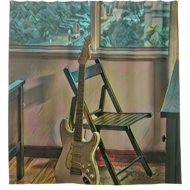 Rideaux De Douche cadeau d'anniversaire guitariste (Devant)