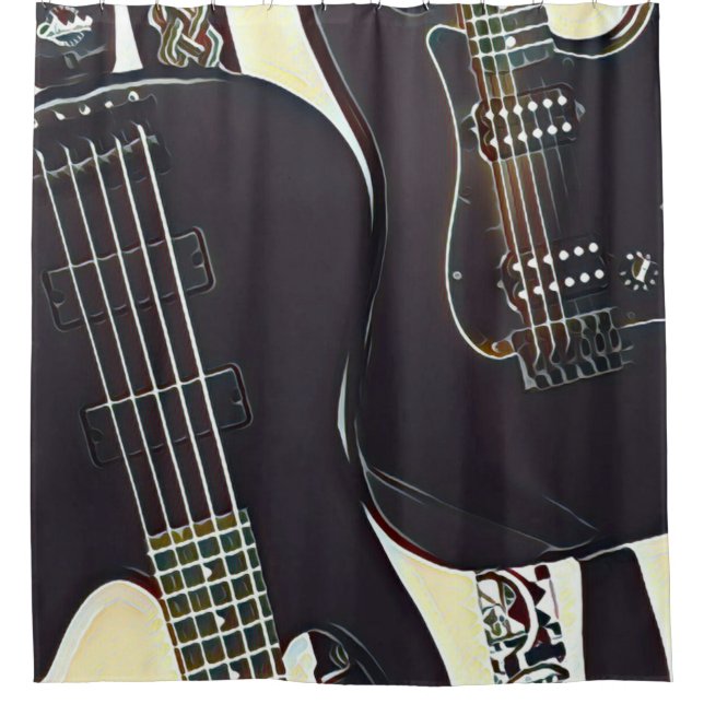 Rideaux De Douche cadeau d'anniversaire guitariste vintage (Devant)