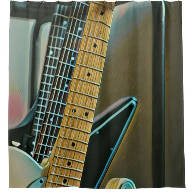 Rideaux De Douche cadeau guitare pour fête des pères (Devant)