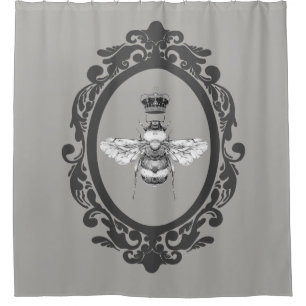 Rideaux De Douche Cadre fleuri vintage d'abeille et de couronne