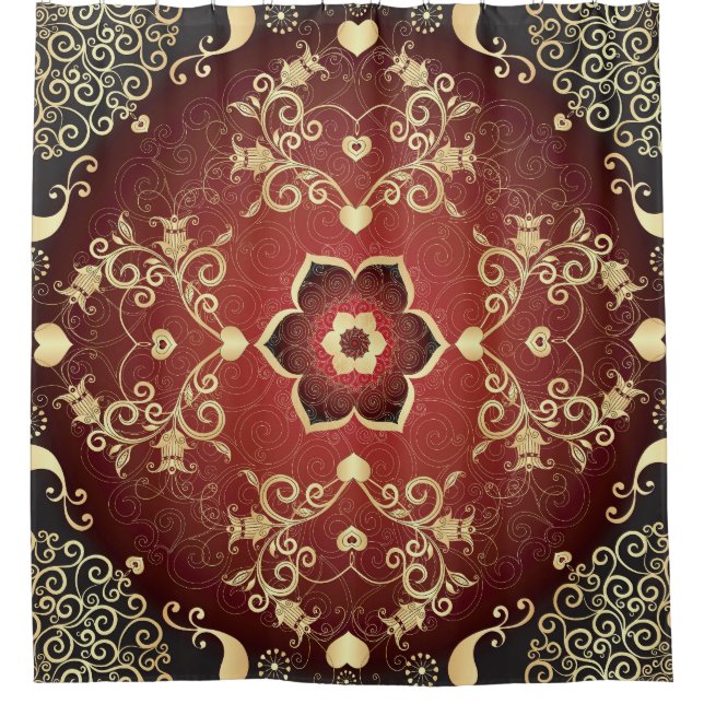 Rideaux De Douche Cadre rond Valentine violet or (Devant)