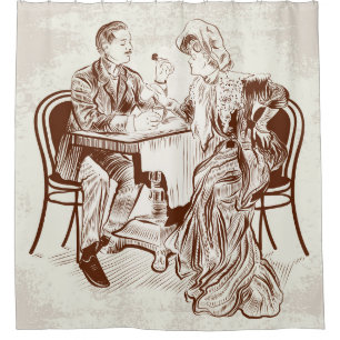 Rideaux De Douche café et amour