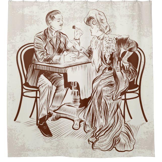 Rideaux De Douche café et amour (Devant)