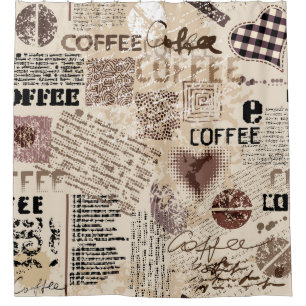 Rideaux De Douche Café. motif de café Abstrait sur fond brun
