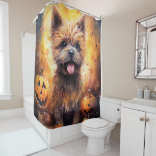 Rideaux De Douche Cairn Terrier d'Halloween avec citrouilles Épouvan