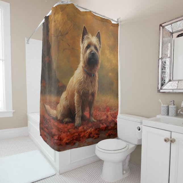 Rideaux De Douche Cairn Terrier en automne Leaves automne Inspire (En situation)