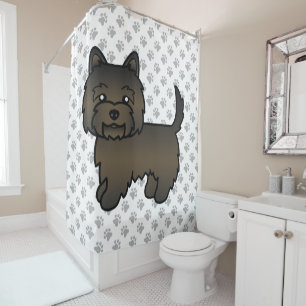 Rideaux De Douche Cairn Terrier Tacheture Foncé Chien de Dessin Anim