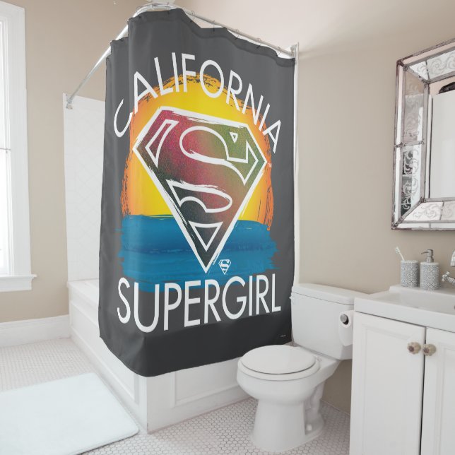 Rideaux De Douche California Supergirl Sunset Graphic (En situation)