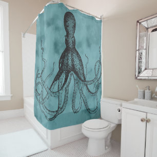 Rideaux De Douche Calmar vintage TOMBÉ CHANGER DE COULEUR