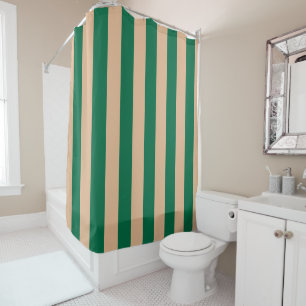 Rideaux De Douche Camel Beige & Classic Green Stripe